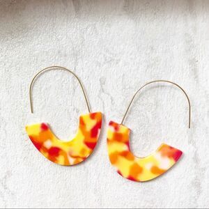 Crescent Orange & Yellow Tortoise Acrylic Earrings
